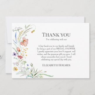 Boho Wildflower Meadow Bridal Shower Thank You Card
