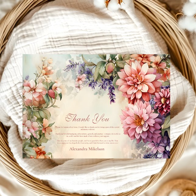 Boho Wildflower Meadow Graduation  Thank You Card (Creator Uploaded)