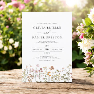 Boho Wildflower Meadow Spring Garden Wedding Invitation
