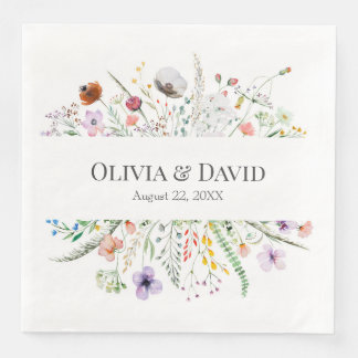 Boho Wildflower Meadow Wedding Napkins