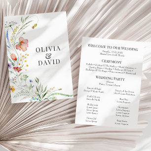 Boho Wildflower Meadow Wedding Program Invitation