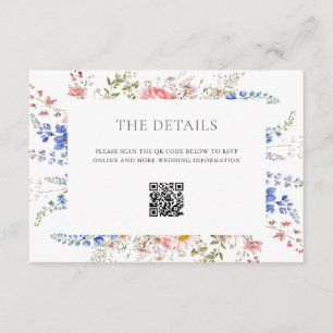 Boho Wildflower Minimalist Floral Wedding Enclosure Card