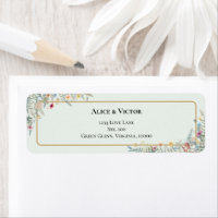 Boho Wildflower Mint Green Wedding Return Address