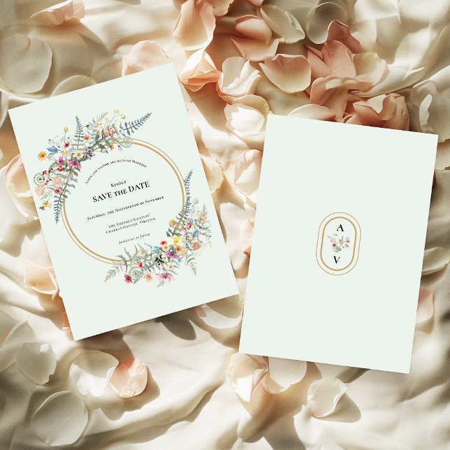 Boho Wildflower Mint Green Wedding Save The Date (Creator Uploaded)