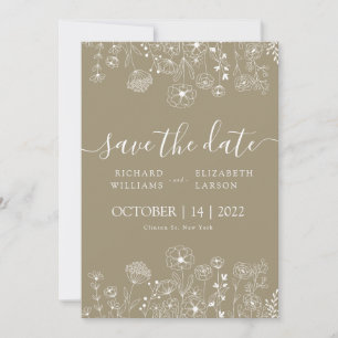 Boho Wildflower Modern Watercolor Wedding Invitation