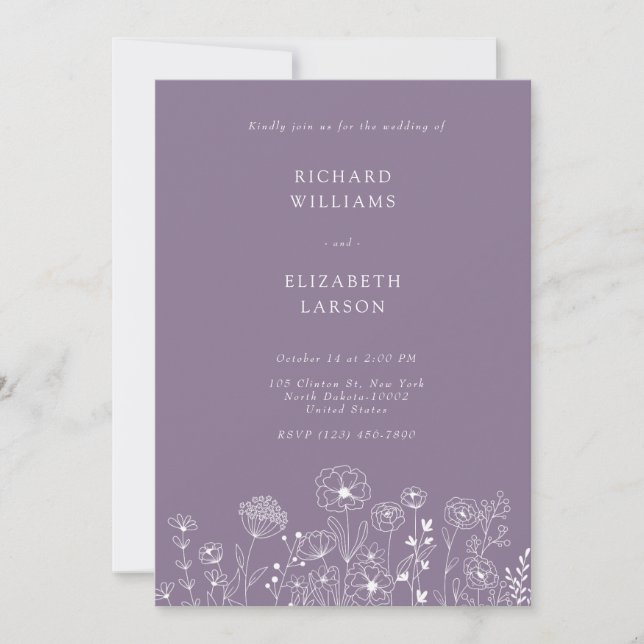 Boho Wildflower Modern Watercolor Wedding Invitation (Front)