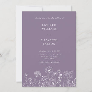 Boho Wildflower Modern Watercolor Wedding Invitation
