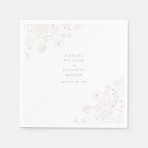 Boho Wildflower Modern Watercolor Wedding Napkin