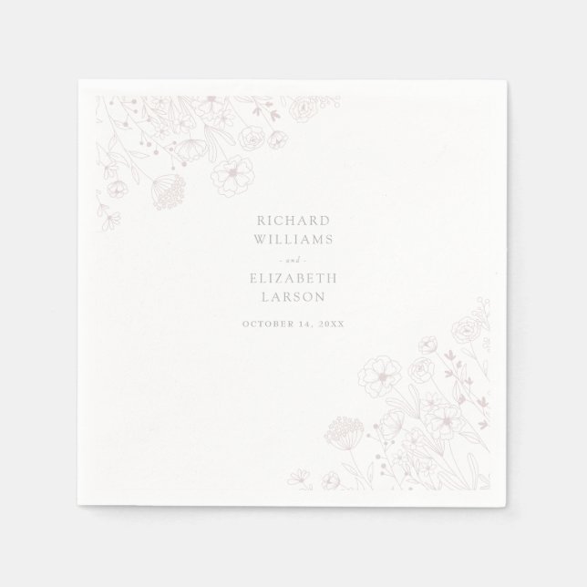 Boho Wildflower Modern Watercolor Wedding Napkin (Front)