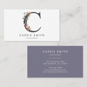 Boho Wildflower Monogram Initial C Business Card