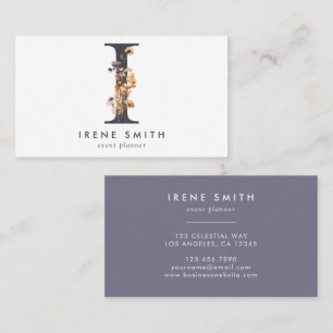 Boho Wildflower Monogram Initial I Business Card