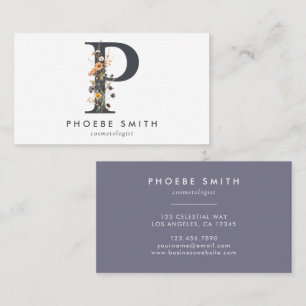 Boho Wildflower Monogram Initial P Business Card