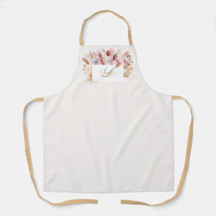 Boho Wildflower Monogram Watercolor Apron