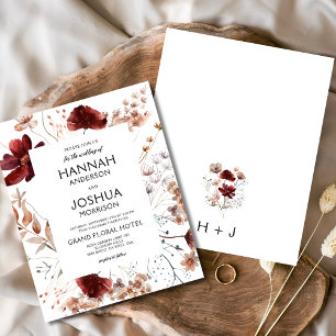 Boho Wildflower Monogram Wedding Invitation