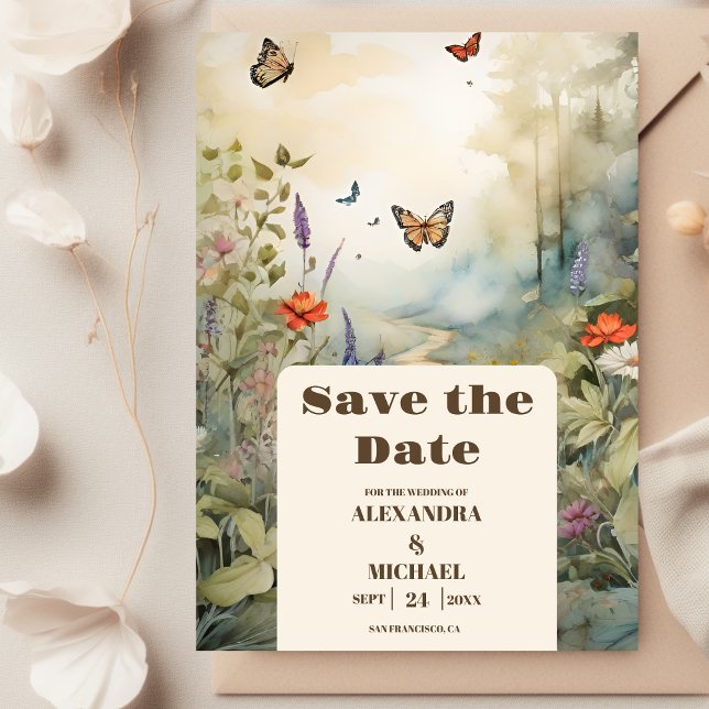 Boho Wildflower Mountain Meadow Save The Date (Creator Uploaded)