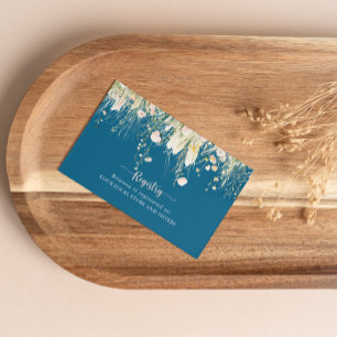 Boho Wildflower Navy Wedding Gift Registry  Enclosure Card