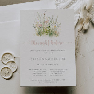 Boho Wildflower Night Before Rehearsal Dinner Invitation