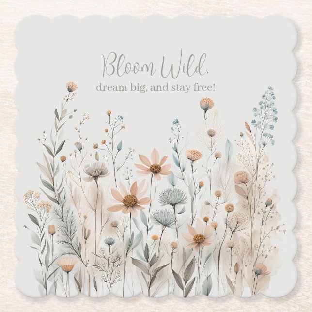 Boho Wildflower Paper Coaster (Front)