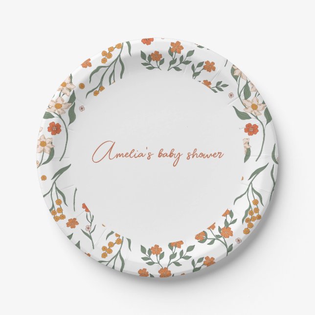 Boho Wildflower Paper Plate (Front)