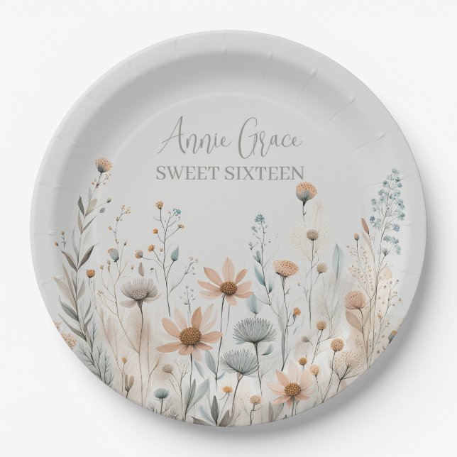 Boho Wildflower Paper Plate (Front)