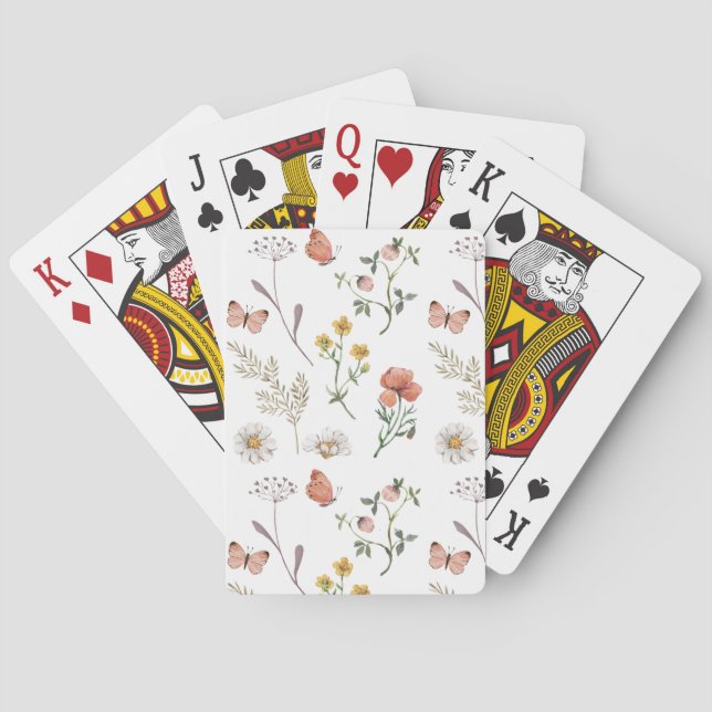 Boho Wildflower Pattern  Playing Cards (Back)