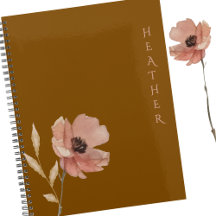 Boho Wildflower Personalized Brown Gift for Her