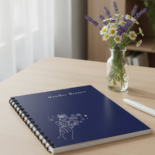 Boho Wildflower Personalized Navy Gift for Her Planner