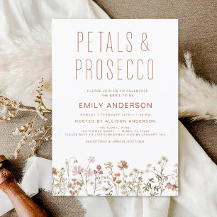 Boho Wildflower Petals & Prosecco Invitation
