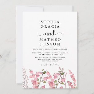 Boho Wildflower pink Garden Elegant Wildflower Save The Date