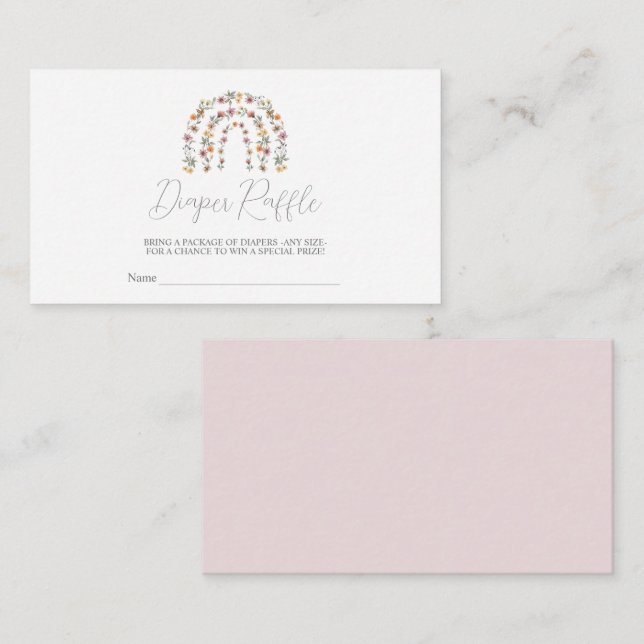 Boho Wildflower Rainbow Diaper Raffle Baby Shower Enclosure Card (Front/Back)