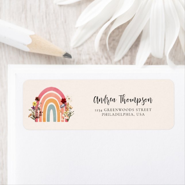 Boho Wildflower Rainbow Return Address (Insitu)