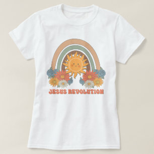 Boho Wildflower Retro Sun Jesus Revolution T-Shirt