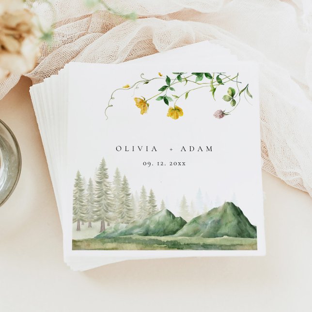 Boho Wildflower Rustic Forest Mountain Wedding Napkin (Creator Uploaded)