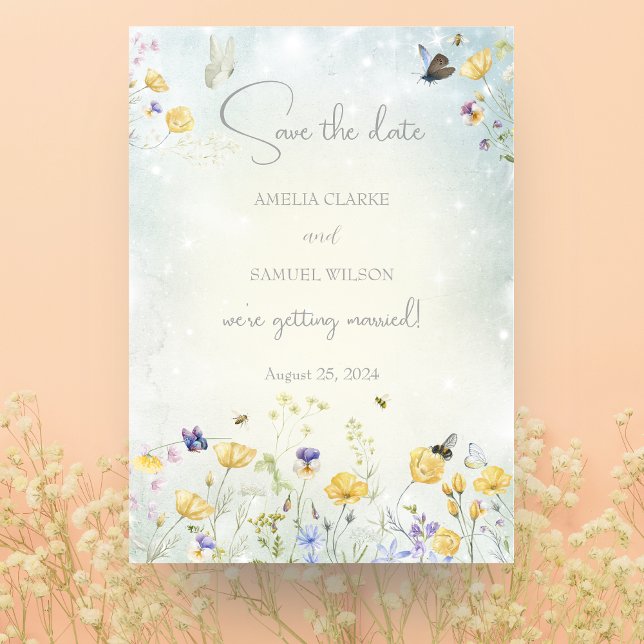 Boho Wildflower Rustic Green Wedding Save the Date Card (Creator Uploaded)