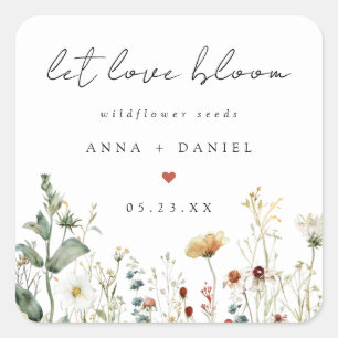 Boho Wildflower Seeds Wedding Favor Square Sticker