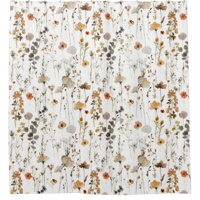 Boho Wildflower Shower Curtain (Front)