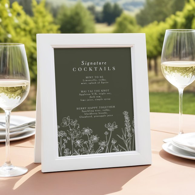 Boho Wildflower Signature Cocktail Menu Sign (Creator Uploaded)