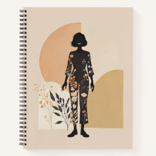 Boho Wildflower Silhouette Minimalist Notebook