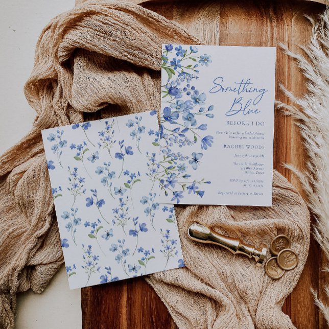 Boho Wildflower Something Blue I Do Bridal Shower Invitation (Creator Uploaded)