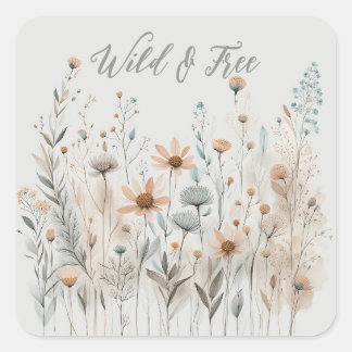Boho Wildflower Square Sticker