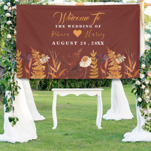 Boho Wildflower Terracotta Autumn Fall Wedding Banner
