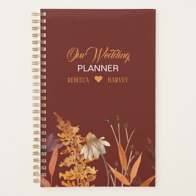 Boho Wildflower Terracotta Autumn Fall Wedding Planner (Front)
