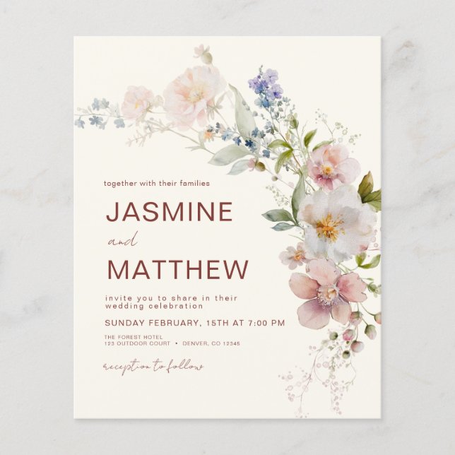 Boho Wildflower Terracotta Wedding Invitation Flyer (Front)
