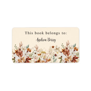 Boho Wildflower This Book Belongs To Label