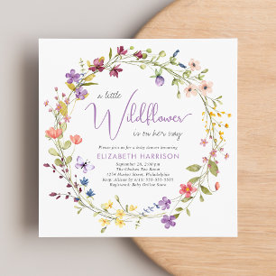 Boho Wildflower Watercolor Baby Girl Shower Invitation