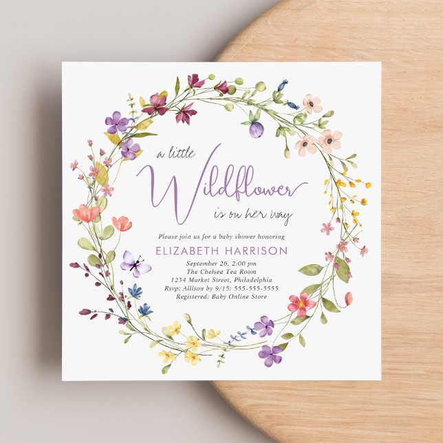 Boho Wildflower Watercolor Baby Girl Shower Invitation (Creator Uploaded)