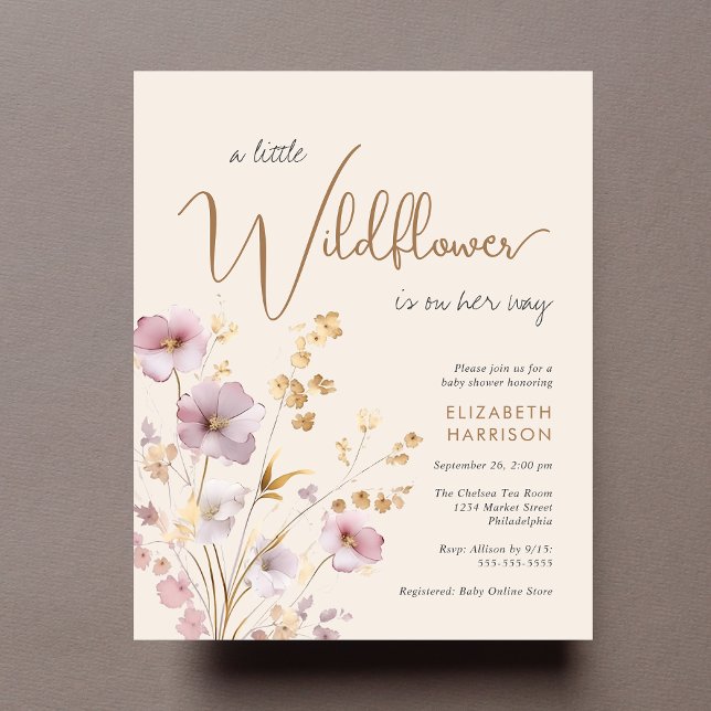Boho Wildflower Watercolor Baby Girl Shower Invite (Creator Uploaded)