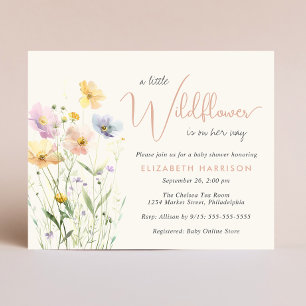 Boho Wildflower Watercolor Baby Girl Shower Invite