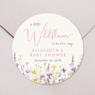 Boho Wildflower Watercolor Baby Shower Classic Round Sticker