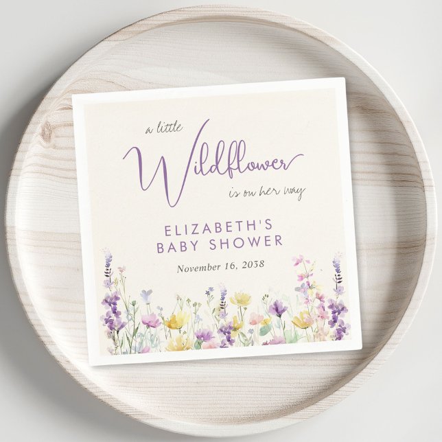 Boho Wildflower Watercolor Baby Shower Napkin (Creator Uploaded)